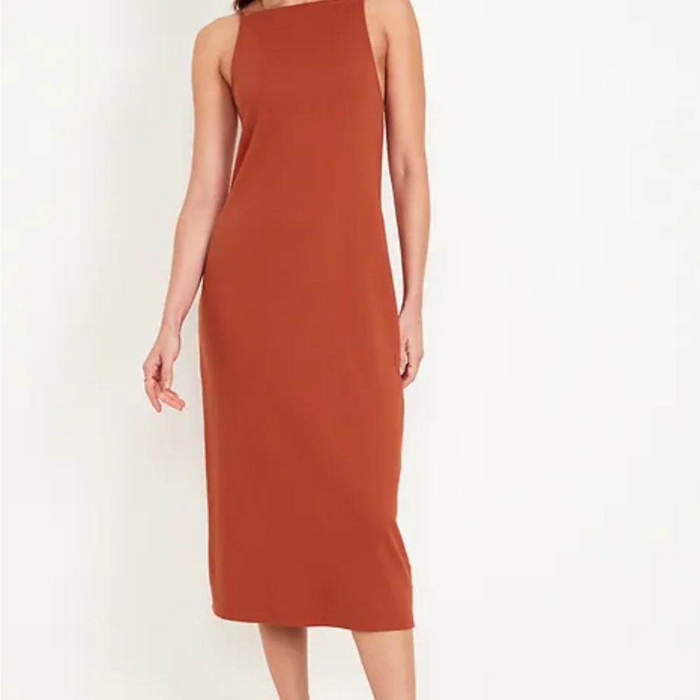 Old Navy Burnt Amber Rib-knit midi dress